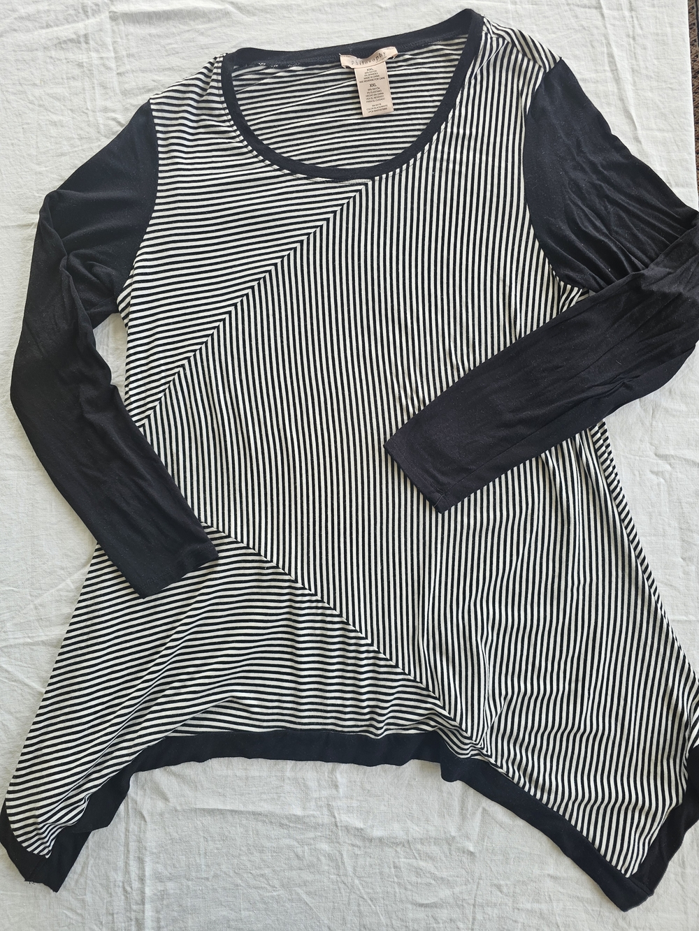 Philosophy Black & White Diagonal Stripe Tunic